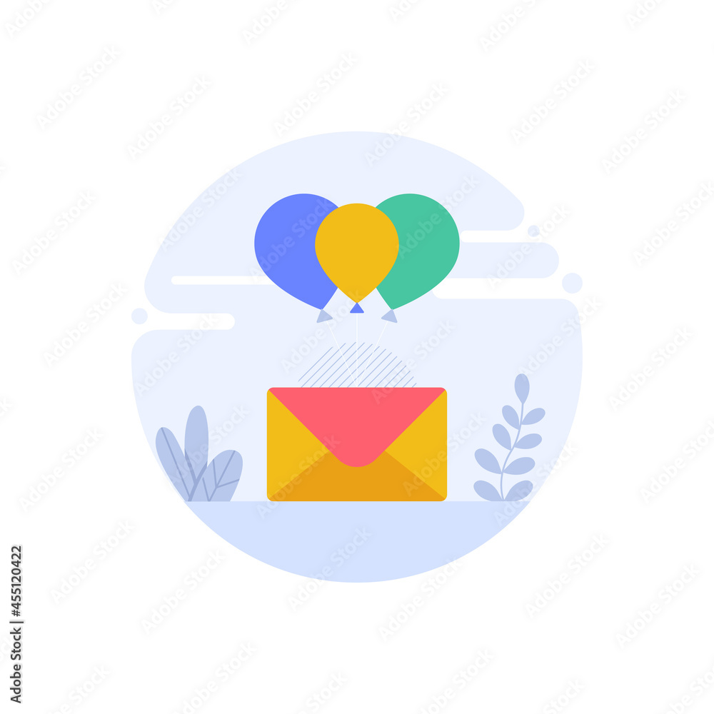 Poster mail send vector flat conceptual icon style illustration. eps 10 file