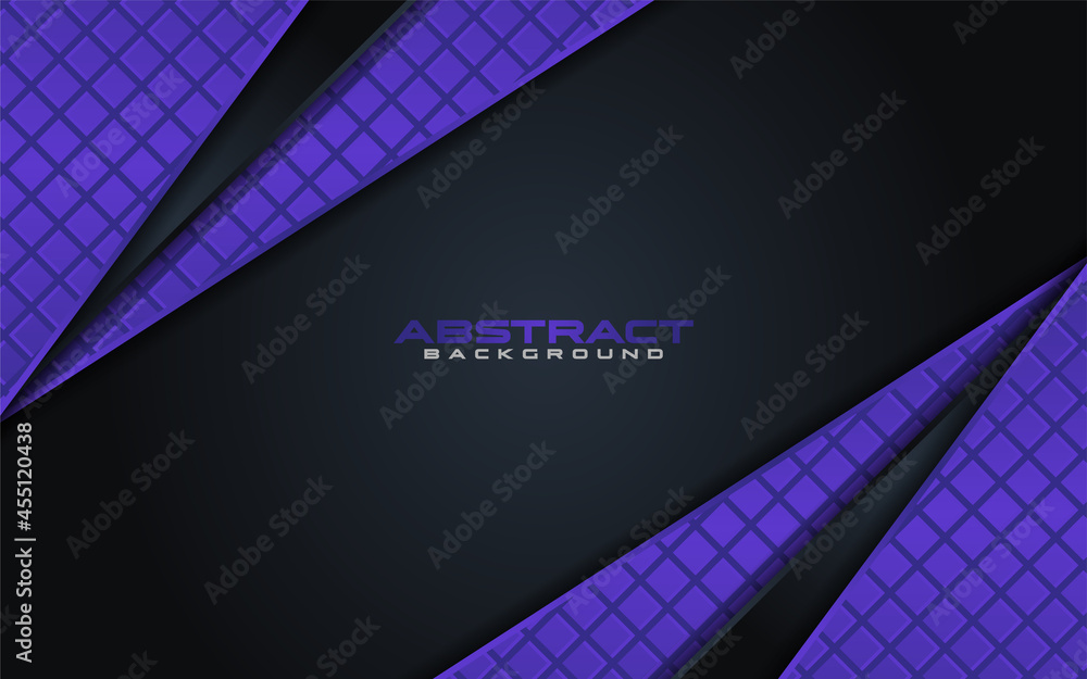 Poster abstract black background with purple element with overlap textured layered style concept. graphic d