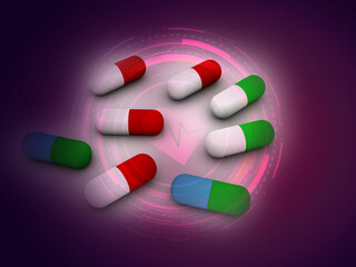 3d rendering healthcare medical tablets 
