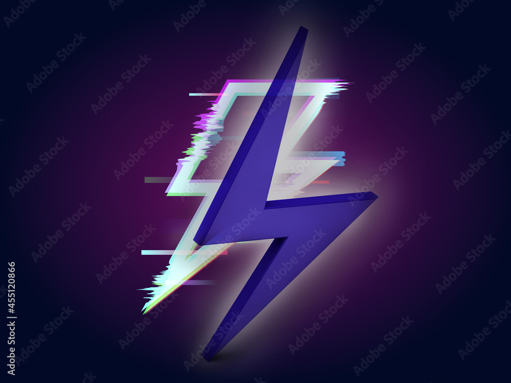 Aufkleber 3d rendering thunder on digital background