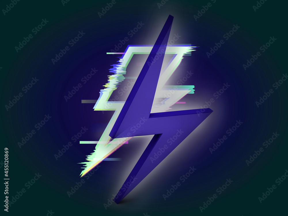 Aufkleber 3d rendering thunder on digital background