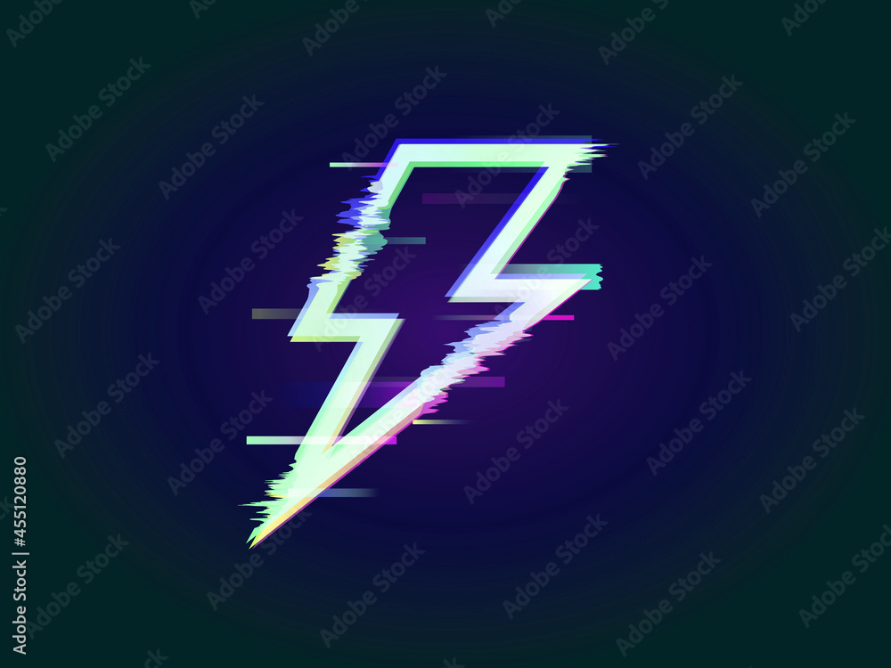 Aufkleber 2d rendering thunder on white background