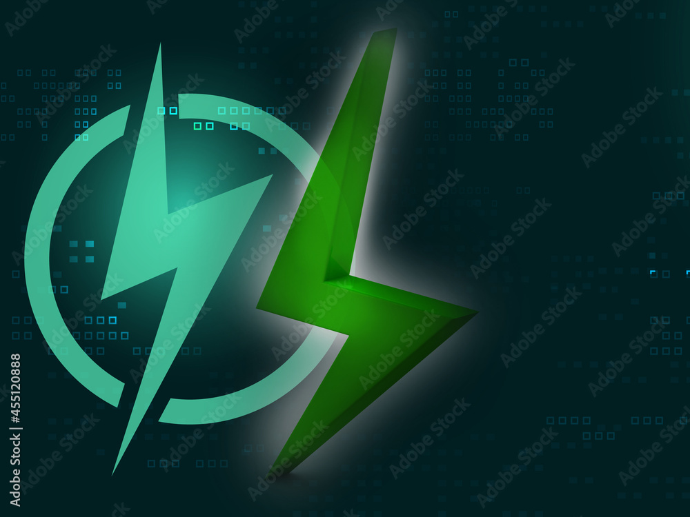 Poster 3d rendering thunder on digital background