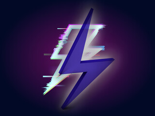 3d rendering thunder on digital background