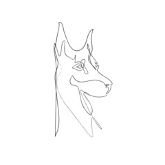 Dog one line drawing. Pet shop logo. Abstract minimal style. Editable line	
