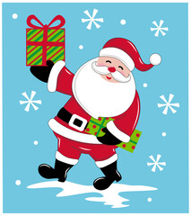 Christmas Whimsical Santa Claus with gift