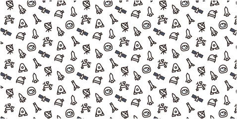 Fototapeta premium Space icon pattern background for website or wrapping paper (Color icon version)