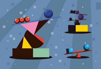 Naklejka premium three balance concept sculptures