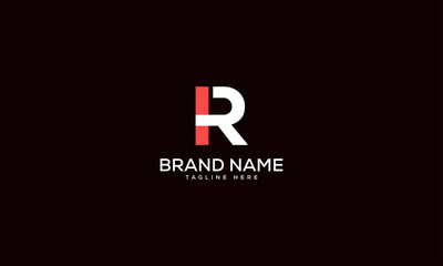 Letter R logo, Square shape symbol, white and red color, Technology and digital abstract logo template