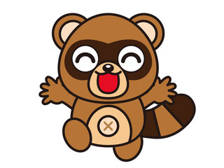 Obraz premium 喜ぶたぬきのイラスト素材＿ベクター