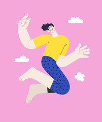 Happiness - happy people jumping in the air cheerfully