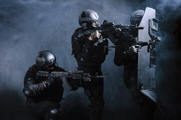 A special forces group at work storms the underground of terrorists.
