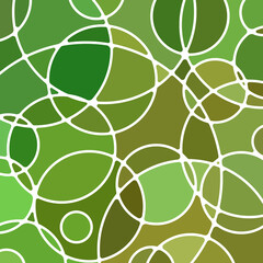 abstract vector stained-glass mosaic background - green and brown circles