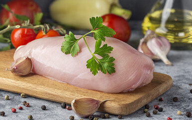 fresh chicken fillet with herbs and pepper