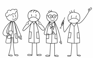 isolated, stick figure, doctors rejoice