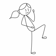 stick figure, girl goes in for sports