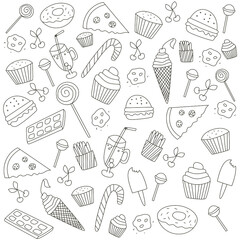 seamless background with sweets coloring 