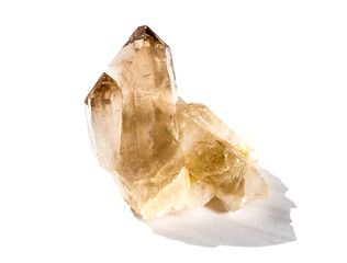 Smoky quartz gemstone on a white background