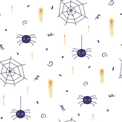 Cute hand drawn pattern for Halloween. Vector halloween illustrations isolated on white.