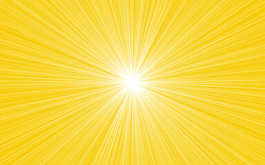 アブストラクト背景、黄色に白の中心から放射状に伸びる効果線（高密度）