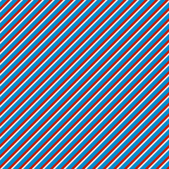Red and blue diagonal lines pattern. Repeated sample with blue and white stripes. Vector.