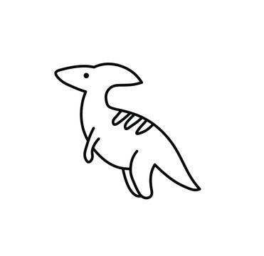 recommend clip art: Vector isolated cute cartoon parasaurolof contour line drawing. Colorless black nd white parasaurolof dinosaur black line drawn icon, logotype, symbol, pattern