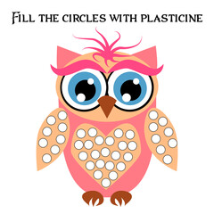 Educational paper game for preschoolers development. Cut out parts of image and glue on paper or fill in the white spots with plasticine