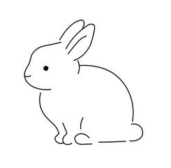 Vector isolated cute cartoon tiny rabbit drawing. Colorless contour line simple rabbit outline sketch.