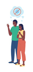 Couple not afraid of covid semi flat color vector character. Parents figures. Full body people on white. After covid isolated modern cartoon style illustration for graphic design and animation