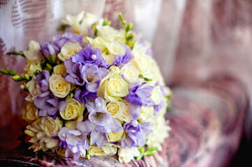 a beautiful bouquet of the bride on the wedding day
