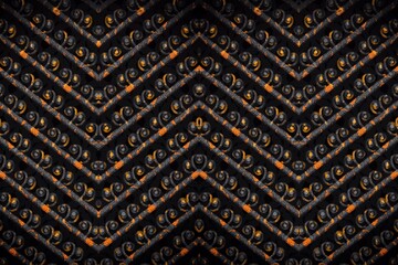 Abstract geometric striped ornamental orange and brown textured design 