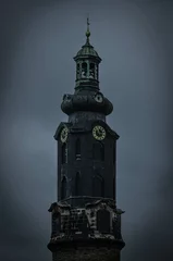 Fototapeten Old bell tower with a gold clock © Ole