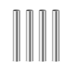 Realistic Detailed 3d Steel or Metal Pipes Set. Vector