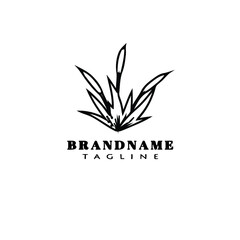 cattail cartoon logo cute template icon black isolated vector illustration