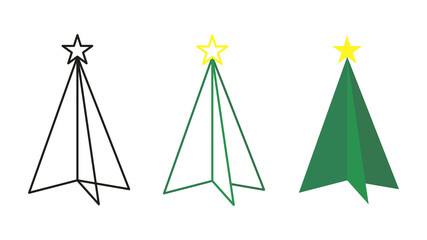 Christmas tree icons set. Vector illustration for greeting card, Christmas and New Year decoration.Isolated on white background