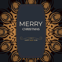 Merry Christmas Template for printable design greeting card in gray color with orange ornament. Cooking poster Happy new year and winter patterns.