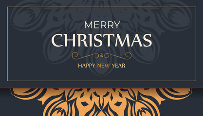 Merry Christmas Print ready gray card design with orange patterns. Vector Poster Template Happy New Year and Winter Ornament.