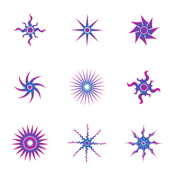 set of purple sun icons