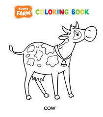 Funny cow or calf coloring book. Farm animals