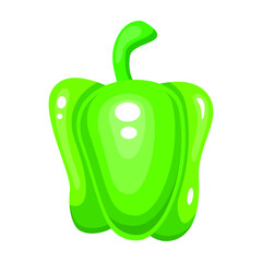 Green sweet pepper vegetable on white background isolated icon. Vector illustration.