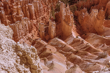 Closeup view of the valley basin in Bryce Canyon National Park