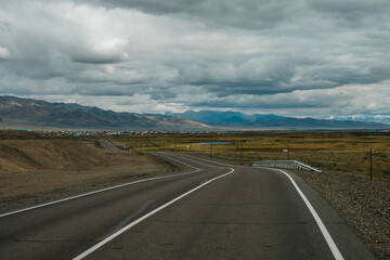 Fototapeta premium The vicinity of the district center of Kosh-Agach in the south of the Chuysky tract in Altai