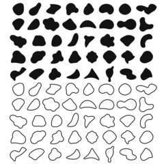 Set of liquid shapes icons. Abstract shape symbols, organic liquid blobs, irregular fluids collection. Vector illustration.
