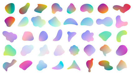 Set of liquid shapes elements. Abstract blotch shape. Gradient abstract liquid shapes. Vector illustration.