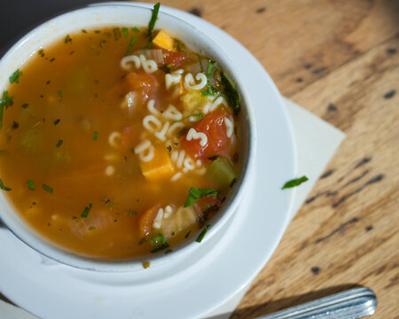 alphabet vegetable soup in a bowl