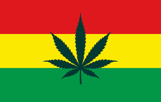 Cannabis leaf vector red yellow green colors flag Marijuana legalize Medicine cannabis Hash ganja rasta indica sativa
