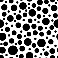 Polka Dot Vector Seamless Pattern. Spot circle bubble texture. Monochrome black and white abstract background design