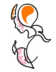 One line drawing of mother breastfeeding her newborn baby.
One continuous line drawing of mother day bonding concept and mother nursing her baby.