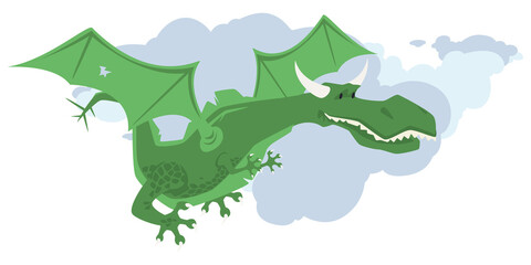 Funny cartoon dragon. Illustration for internet and mobile website.