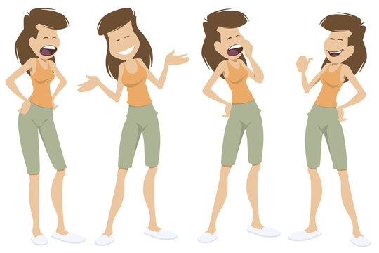 Emotional girl in different poses. Illustration for internet and mobile website.